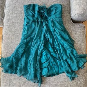 Badgley Mischka Strapless Silk Mini Dress | Size 2